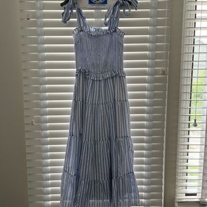 Aura Blue and White striped dress with ties - only wore once